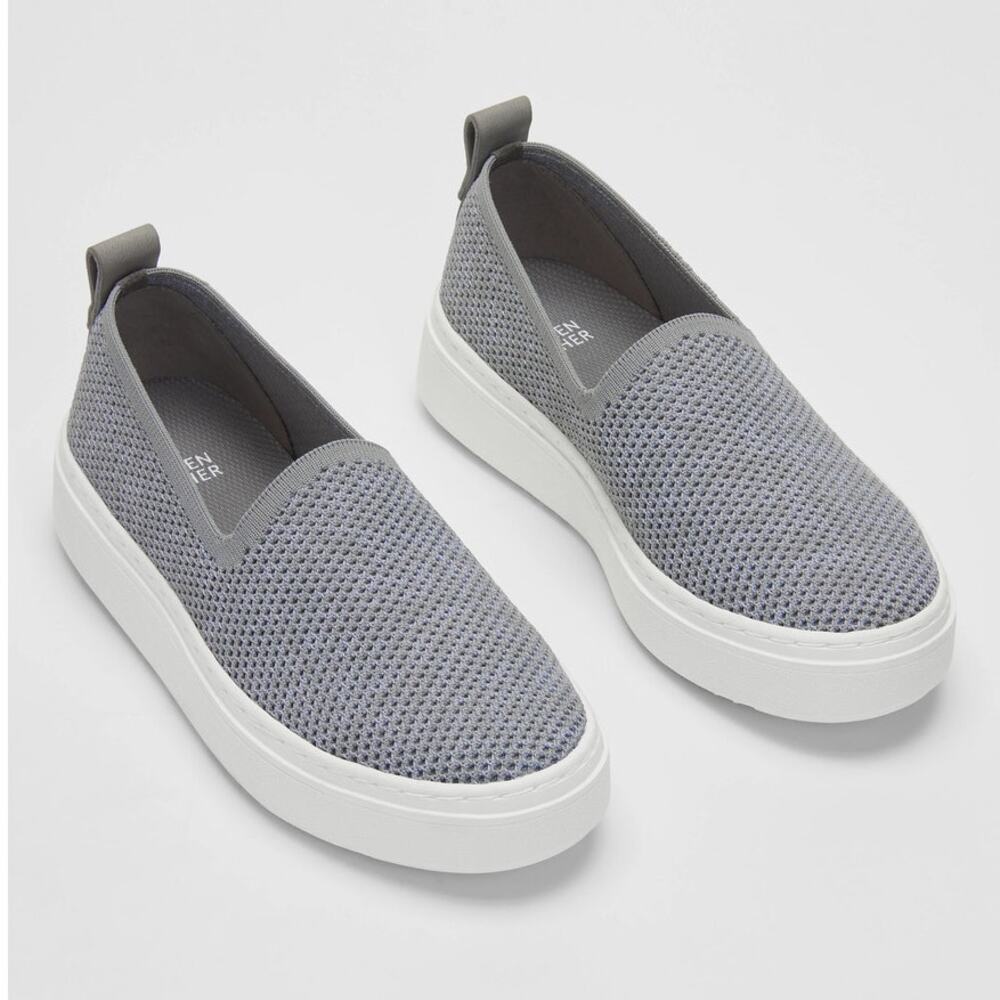 Eileen Fisher Prosper Platform Sneaker in Recycled Stretch Knit Gray SZ 7 EUC
